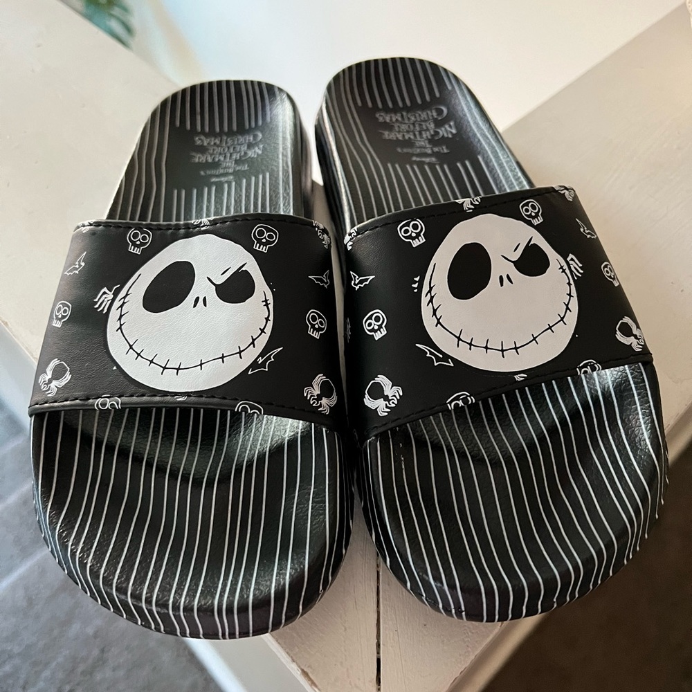 The Nightmare Before Christmas Jack Skellington Stripe Slide Sandals